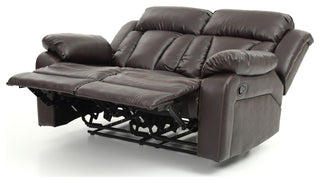 Springfield Reclining Love Seat, Brown Faux Leather
