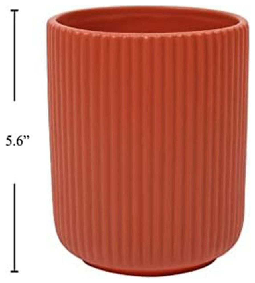 Ceramic Flower & Plant Vase, 4.5"L x 5.6"H x 4.5"W, Red