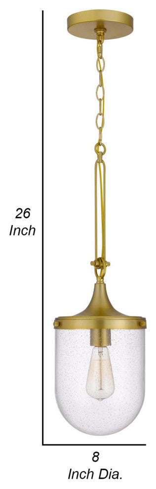 Benzara BM282187 8" Pendant Ceiling Light Fixture, Glass Shade, Adjustable