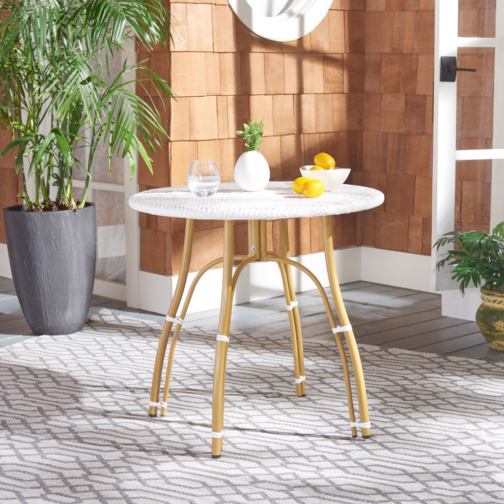 Safavieh Kylie Rattan Bistro Table, White