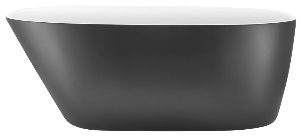59" Acrylic Freestanding Single Slipper Soaking Bathtub, Gray