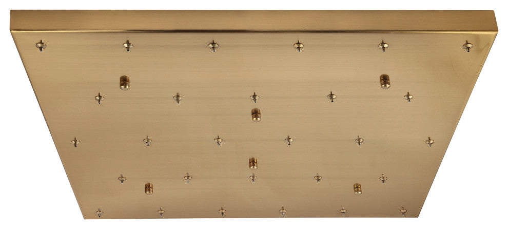Lightupmyhome Orion 28 Light Floating Glass LED Chandelier, Brass, Square Canopy