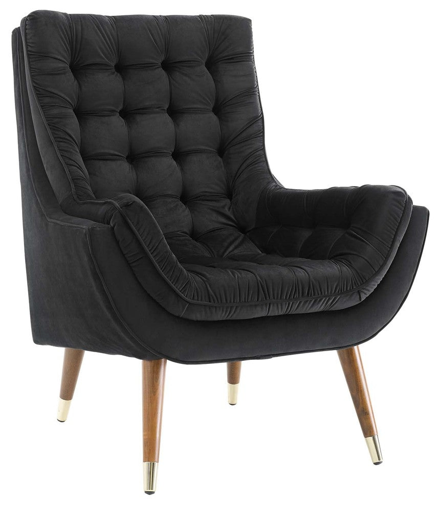 Suggest Button Tufted Upholstered Velvet Lounge Chair