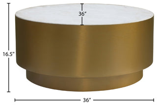 Presley Coffee Table, Marble Top, Brushed Gold Metal Base