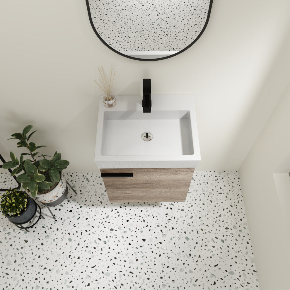 BNK Minimalist Wall-Mounted Bathroom Vanity with Ceramic Basin