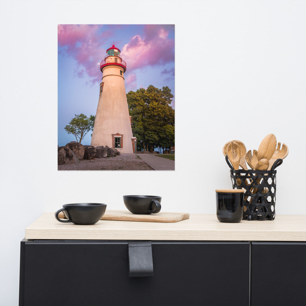 Marblehead Lighthouse at Sunset Coastal Landscape Unframed Wall Art Prints, 16" X 20"