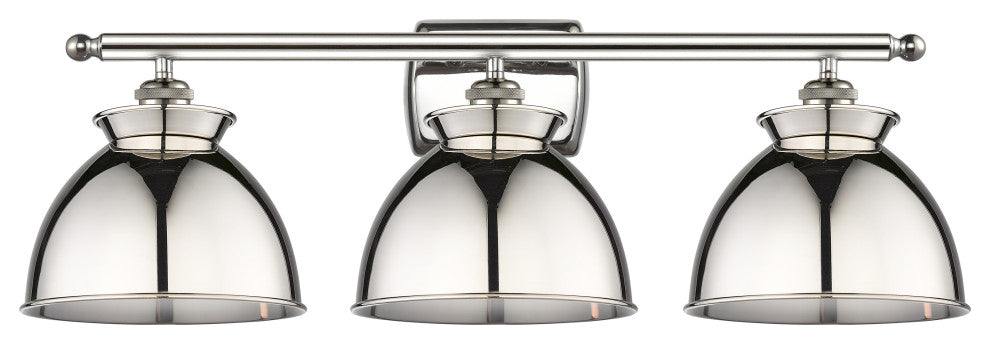 Adirondack 3-Light 28" Bath Vanity Light, Polished Nickel Shade