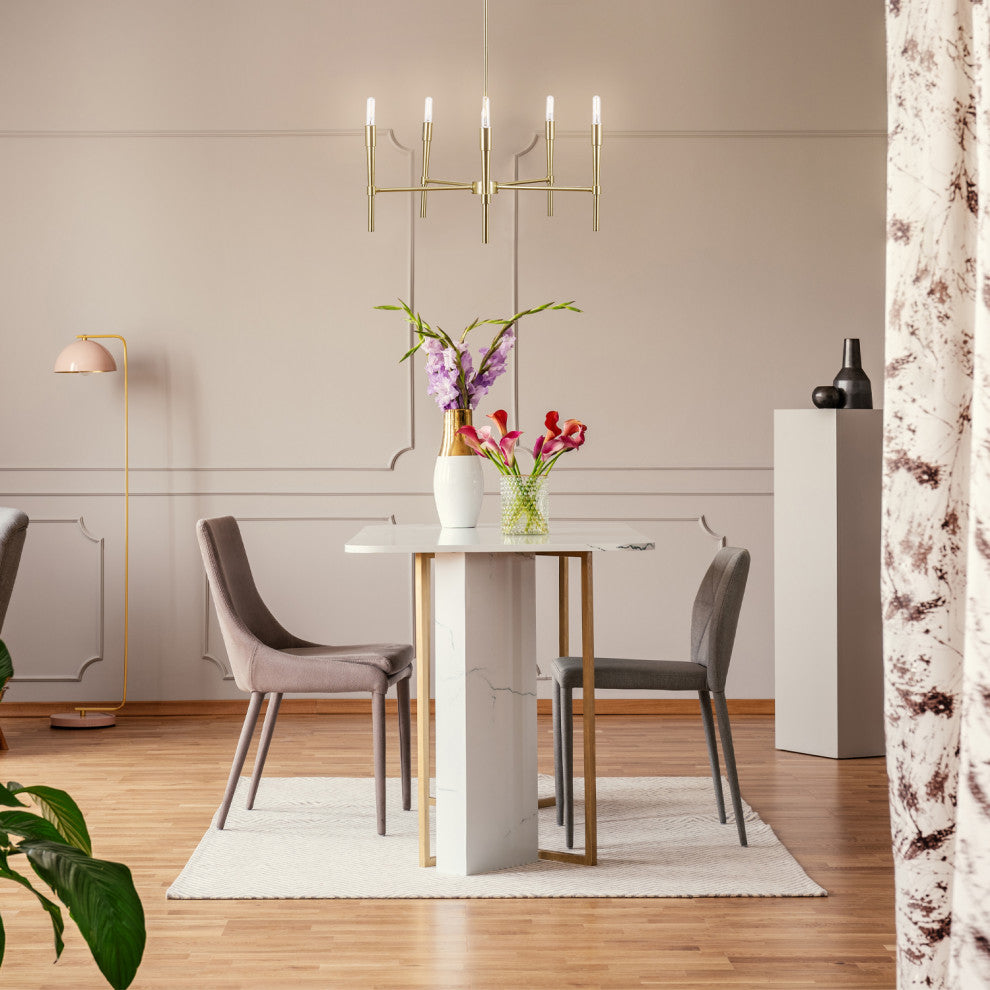 5-Light  Brass Chandelier, Bulbs Included
