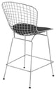 Mid Century Modern Chrome Wire Bar Stool, Black