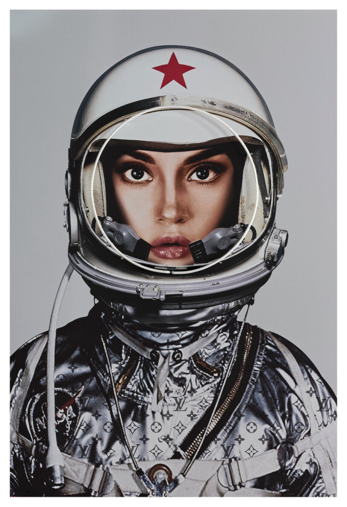 Silver Louis Vuitton Neon Artwork | Andrew Martin Space Girl Logos