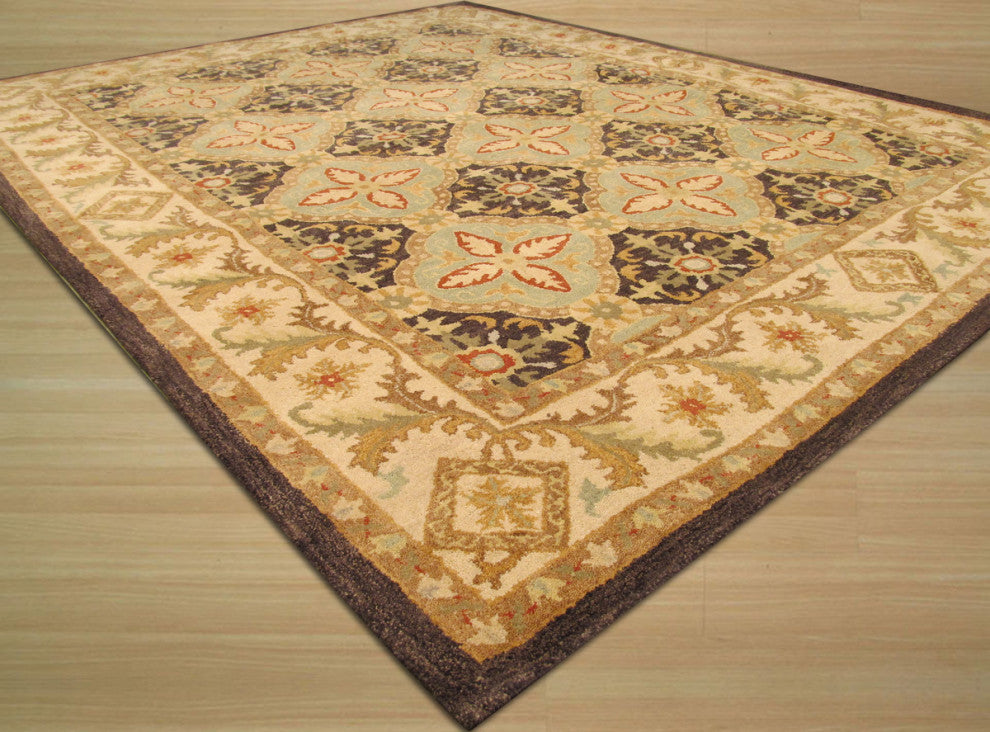 Hand-Tufted Wool Brown Traditional Oriental Khyber Rug, 8'9x11'9