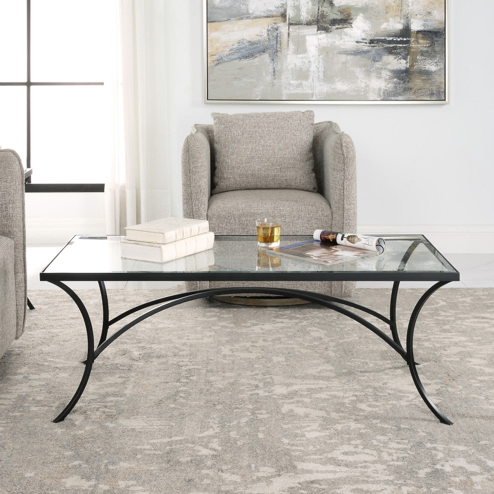Uttermost 22909 Alayna Black Metal/Glass Coffee Table