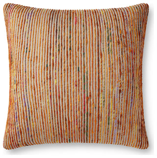 Recycled Sari Silk With Texture Throw Pillow, Rust / Multi, 22"x22", Polyester/P