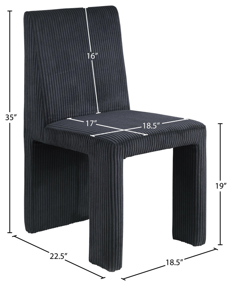 Benson Upholstered Dining Chair, Black, Microsuede Corduroy