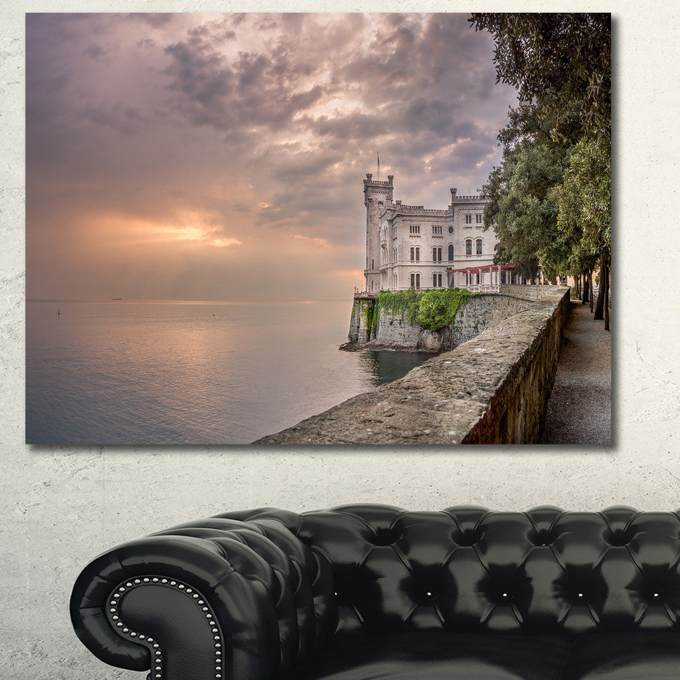 Miramare Castle at Sunset, Large landscape Canvas Art Print, 60x40