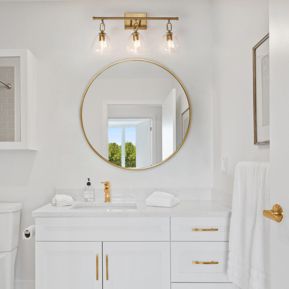 LNC Polished Gold Modern Textured-Glass Bell Wall Sconce, 3 Lights