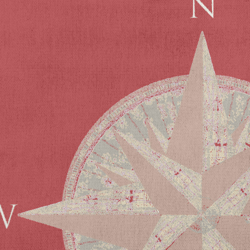 14x20" Compass Nautical Decorative Indoor Pillow, Ligonberry Red
