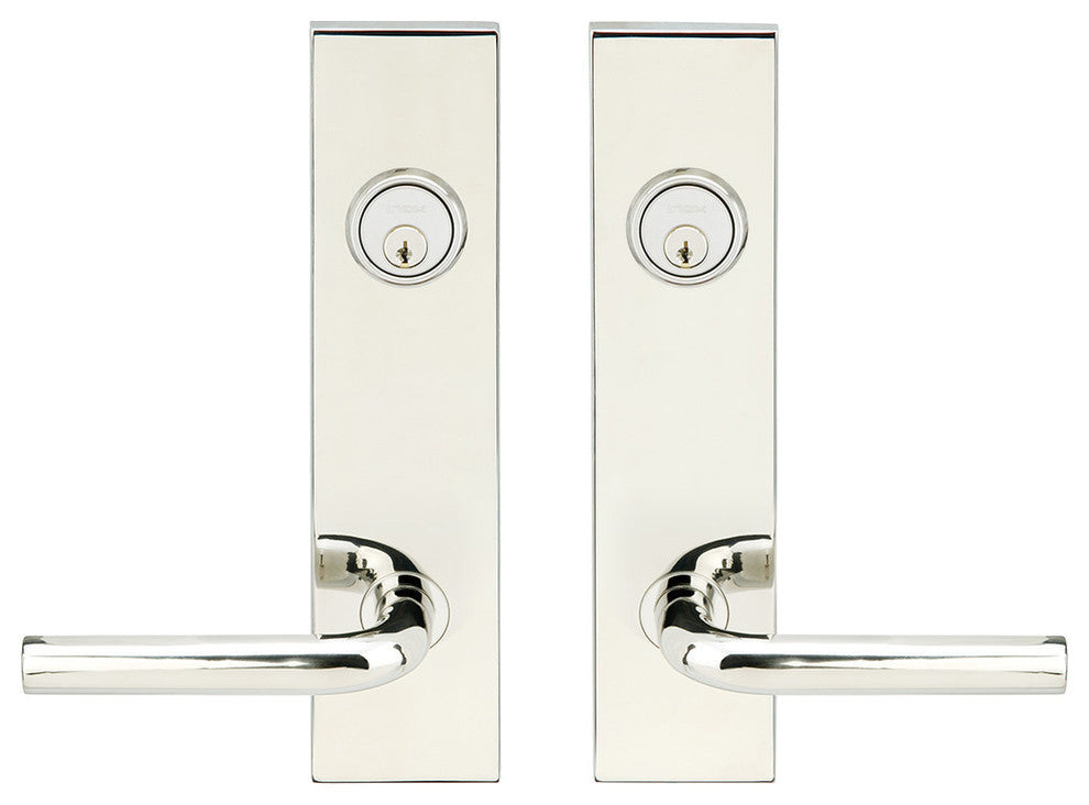 Cologne Lever, Tubular Entry, Double Cylinder, Polished Stainless Steel