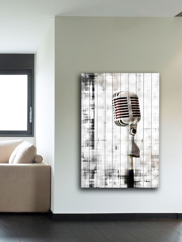 "Mic" Painting Print on White Wood, 30"x45"