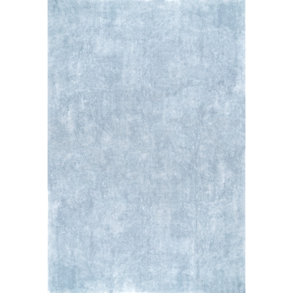 nuLOOM Loni Solid Machine Washable Shag Area Rug, Light Blue, 6'square