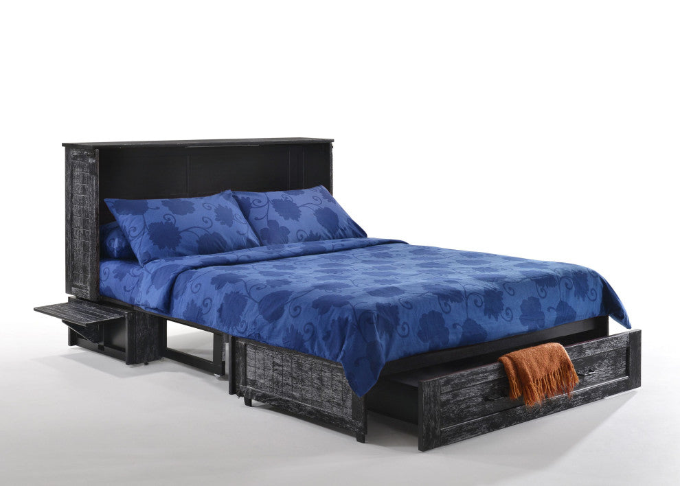 Poppy Cabinet Murphy Bed with Gel Memory Foam Mattress and USB Ports, Blizzard