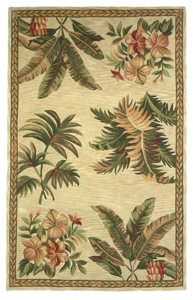 Sparta 3133 Ivory Tropical Oasis Rug, 5'3"x8'3"