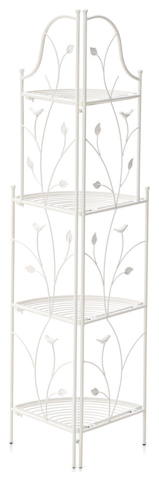 52"H 4-Tiered Metal Corner Shelf Plant Stand, White