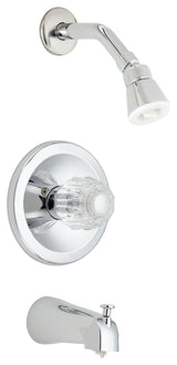 Single Handle Tub And Shower Faucet, Chrome, Acrylic Handle