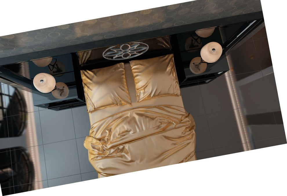 Md Sophie 45 Special Headboard Bedroom Set, Glossy Black, King