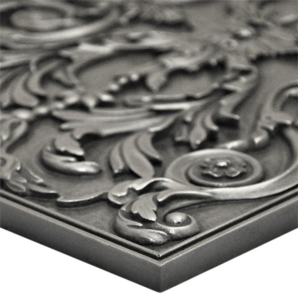 Viola Pewter Nickel Matte Finish 12" x 18" Hand Made Metal Mural Tile