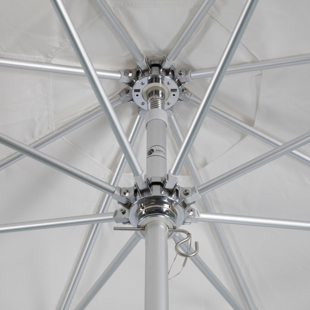 9'  Round Flexibe Commercial Umbrella, Silver, Sunbrella, Sunflower Yellow
