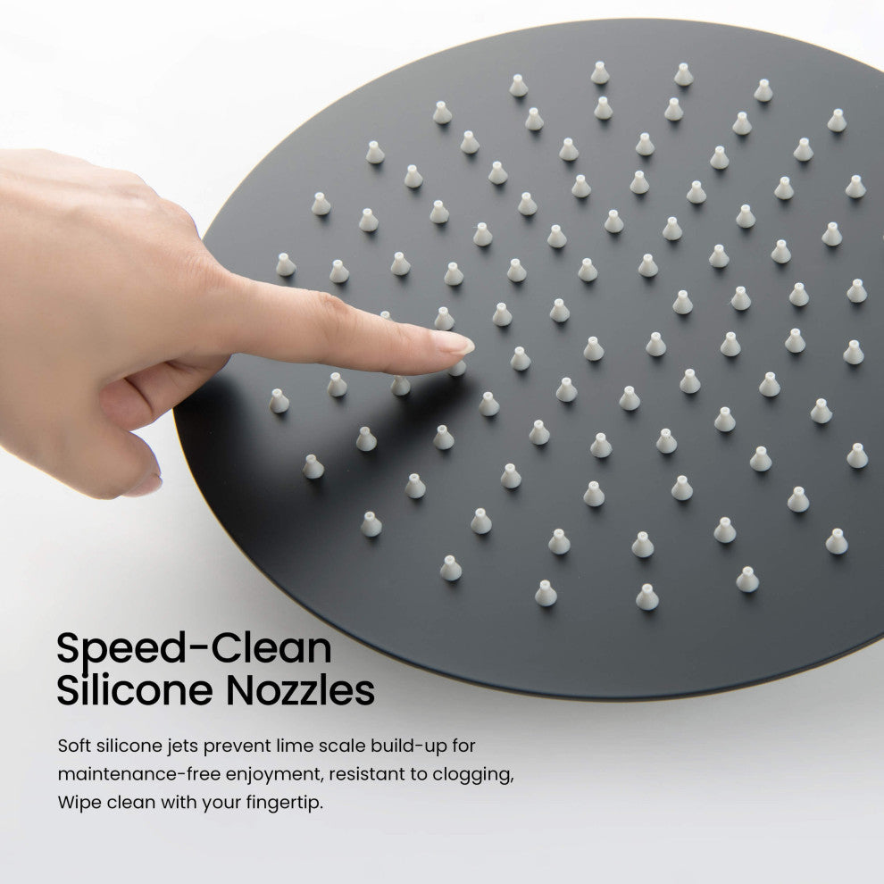 Circular Single Function Shower System, Rough, Valve, Matte Black