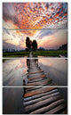 Wooden Bridge under Dramatic Sky, Seashore Canvas Art Print, 28"x48", 4 Panels