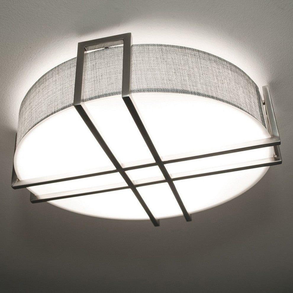 Lambert, LED Flush Mount, Satin Nickel Finish, White Acrylic Shade, 20"