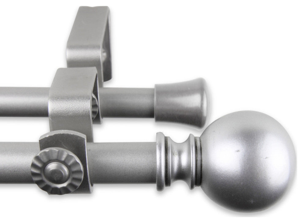 Mona Double Curtain Rod 5/8" 84-120", Satin Nickel