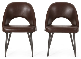 Odum Abbeville Contemporary Open Back Dining Chairs (Set of 2), Dark Brown + Gun Metal