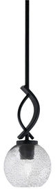Cavella 1 Light Stem Mini Pendant, Matte Black Finish, 5.75" Smoke Bubble Glass
