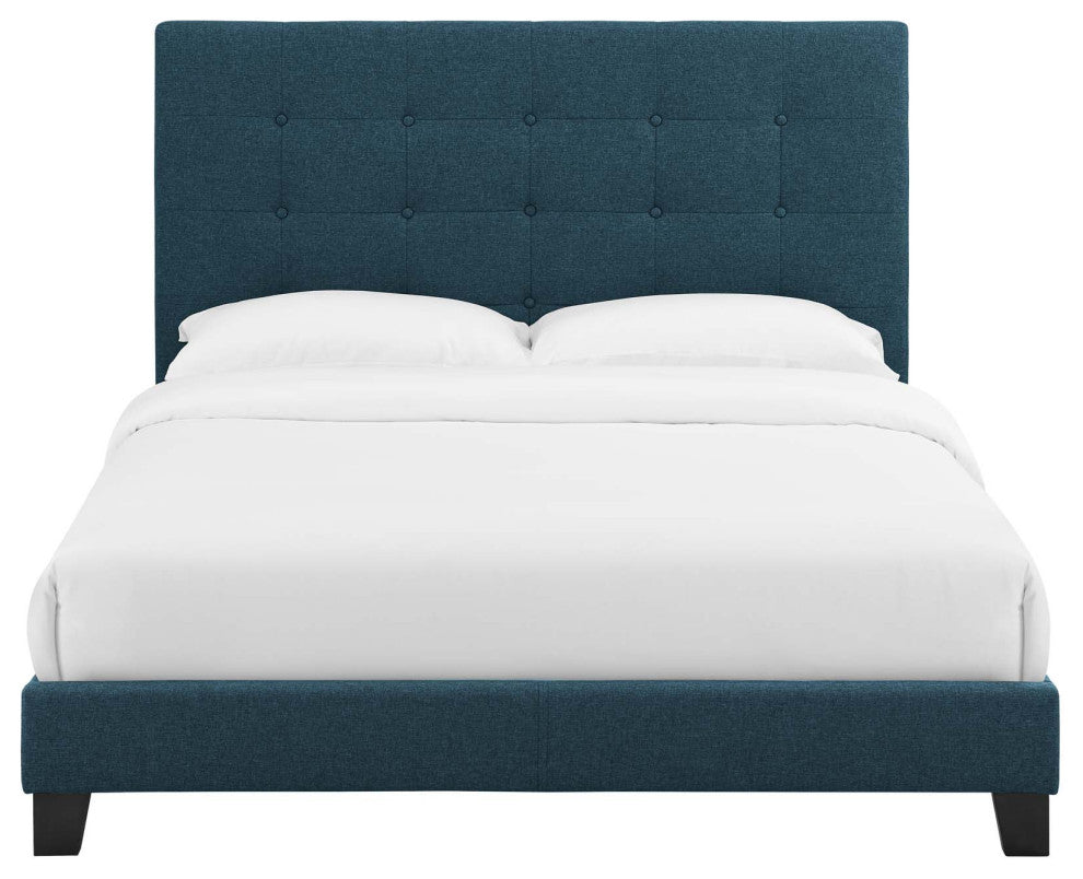 Azure Melanie Twin Tufted Button Upholstered Fabric Platform Bed