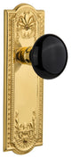 Meadows Plate Passage Black Porcelain Knob, Unlacquered Brass