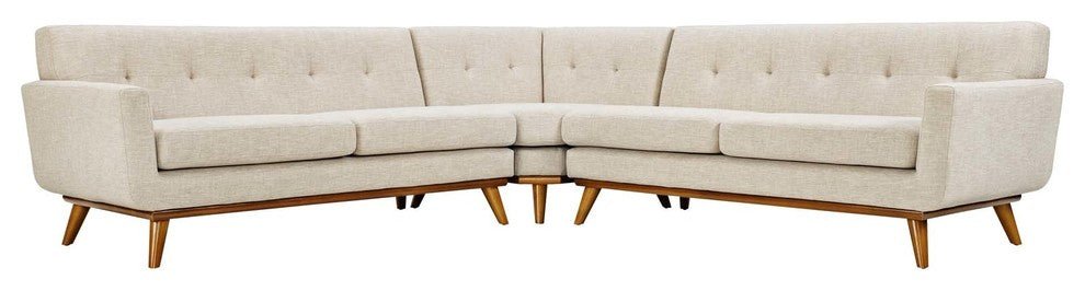 Modway Engage L-Shaped Sectional Sofa, Beige
