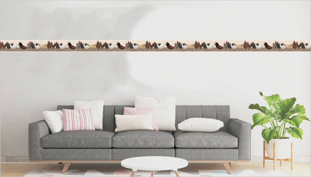 Chickens Peel and Stick Wallpaper Border 15'x7"