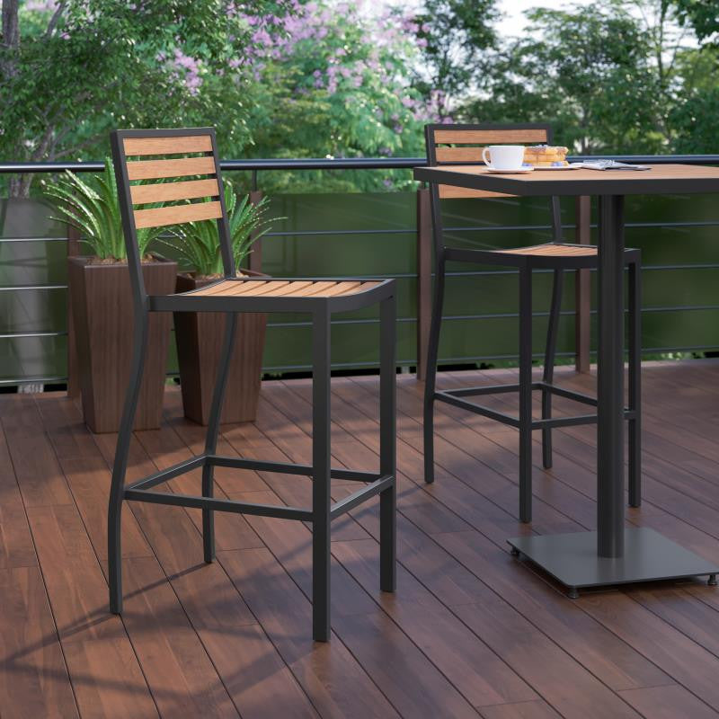 Lark Commercial Grade Outdoor Bar Height Stool, Teak