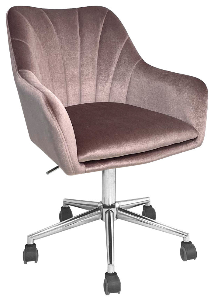Sadie Swivel Vanity Chair, Pink Velvet
