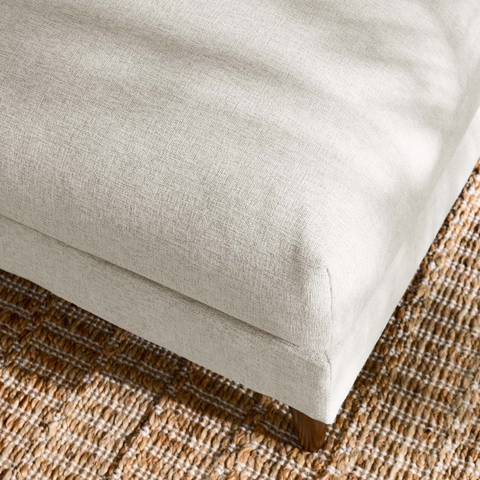 Zoya Down Filled Overstuffed Ottoman - Ivory Fabric