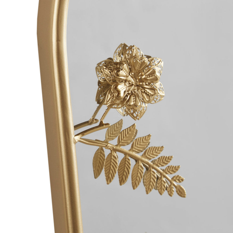 Madison Park Adaline Arched Metal Floral Wall Mirror, Gold