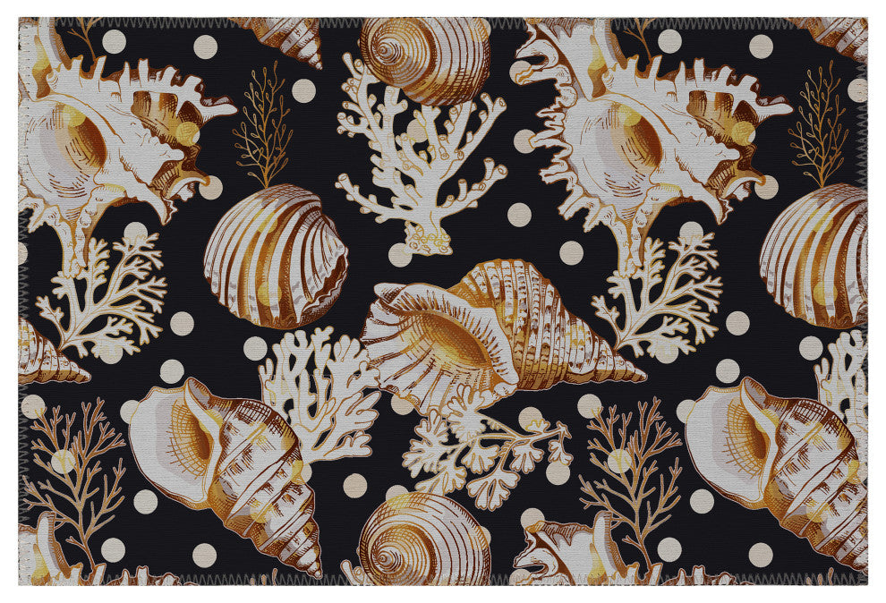 Indoor/Outdoor Seabreeze SZ6 Black Machine Washable 1'8" x 2'6" Rug