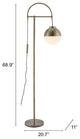 Floor Lamp Light, Glass, Steel Metal, Bronze, White, Mid Century Lounge Cafe