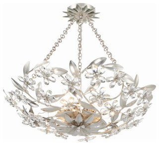 Crystorama Marselle 6 Light Antique Silver Semi Flush Mount