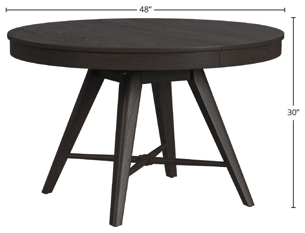 Bayside 48" Wide Solid Ash Round Dining Table, Black