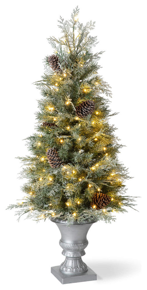 Pre-Lit Pine Artificial Christmas Tree, 4', Pinecones